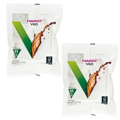 Image of [2pcs Set] Hario V60 Misarashi Coffee Paper Filter (Size 01, 100 Count, White) 200 Total