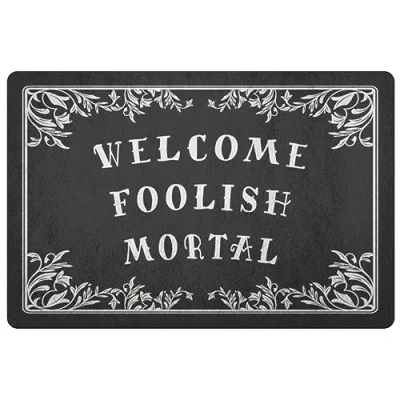 Image of Gothic Door Mat,Funny Doormat,Goth Welcome Mat,Witchy Home Decor,Indoor Spooky Doormat,Welcome Foolish Mortal Halloween Doormat 36x24 Inch