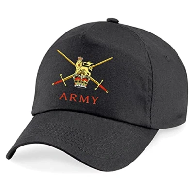 Image of PSave British Army Insignia Embroidered Baseball Cap Military Embroidery (Black)
