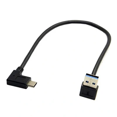 Image of Reversible USB 3.1 C Angled to 90 Degree Up A Male Data Cable for Macbook &amp; Tablet Mobile Phone