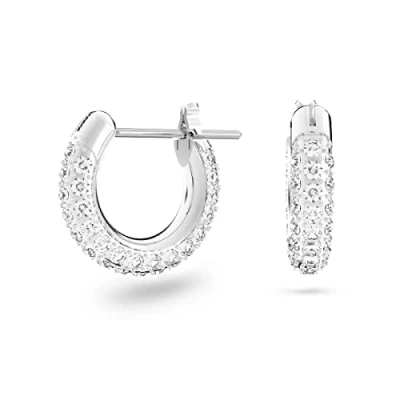 Image of Swarovski Women&#039;s Stone Hoop Pierced Earrings, Set of Brilliant White Crystal Earrings with Rhodium Plating