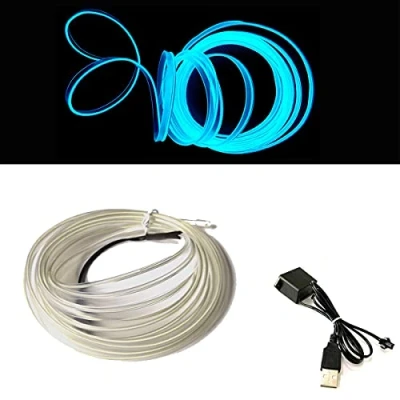 Image of Balabaxer El Wire Ice Blue Interior Car LED Strip Lights, 10M Neon USB 5V with Fuse Protection for Automotive Decoration 6mm Sewing Edge…