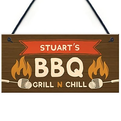 Image of RED OCEAN Personalised Funny BBQ Sign Garden Plaque Man Cave Shed Gift For Men Dad Grandad