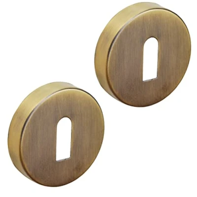 Image of Decoranddecor 54mm Round Key Rose Aluminium Standard Escutcheon (Antique Brass)
