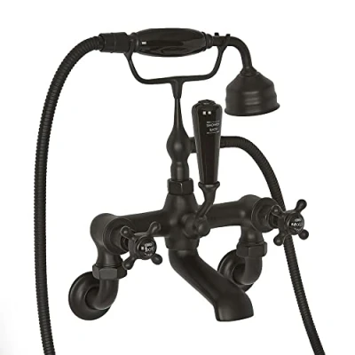 Image of Milano Elizabeth Traditional Wall Mounted Bath Shower Mixer Tap with Crosshead Handles Black
