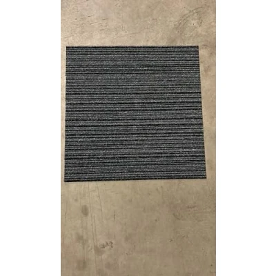 Image of 20 x Carpet Tiles 5 SQM Heavy Duty Home Commercial Retail Office Shop Premium Flooring Rugs Floor Tile Hardwearing Anti Slip Covering, Bitumen Backed Grey Striped