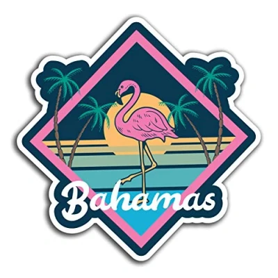 Image of 2 x 10cm Bahamas Flamingo Vinyl Stickers Travel Sticker Laptop Luggage #32059 (10cm Tall)