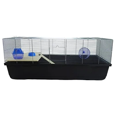 Image of Little Friends Ritz Rat and Hamster Cage With Wooden Shelf Ladder, 10 X 54 39 cm, Black