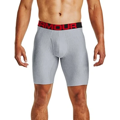 Image of Under Armour Mens UA Tech 9in Boxerjock 2 Pack Light Grey XS
