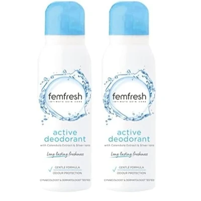 Image of Femfresh Intimate Skin Care Active Deodorant Gentle Vaginal Odour Protection Spray for Long Lasting Freshness Women Hypoallergenic Scent, Safe Ultimate a Fresh Feeling 125ml