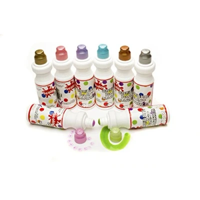 Image of Scola Chubbi Paint Markers, 8 Assorted Pearlescent Colours, 75 ml Bottles, Quick Drying, No Mess or Spill, Art and Crafts Projects, Ideal for Schools Kids