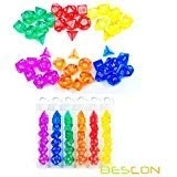 Image of Bescon Mini Translucent Polyhedral RPG Dice Set 10MM, Small D4 D20 in Tube Packaging, Assorted Colored of 42pcs (7X6