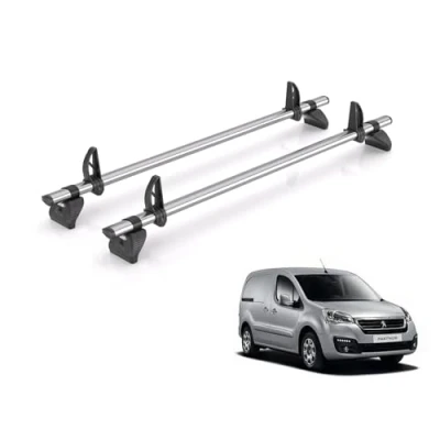 Image of Rhino Roof Rack for Peugeot Partner 2008 2018 [Peugeot 08 18] 2 Bars + Loadstops GA2FL/KLS2