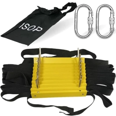 Image of Fire Escape Ladder 2 Story 13 ft (4 m) Rope for Homes 2d Floor Portable, Lightweight &amp; Compact Emergency Adults and Kids