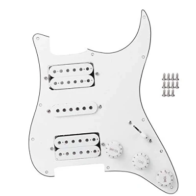 Image of Electric Guitar Board Pickguard Humbucker with HSH Pickup Loaded Prewired for Replacement Parts(White), Playing Accessories