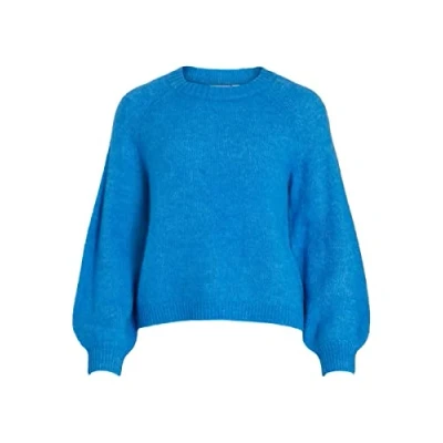 Image of Vila Women&#039;s Vijamina O Neck L/S Knit Top Noos Jumper, French Blue/Detail: Melange, XS