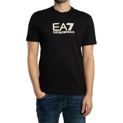 Image of EA7 Emporio Armani Print Tshirt, Men&#039;s, Size: XL, Black/beige
