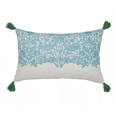 Image of Morris &amp; Co Strawberry Thief Cushion 60X40cm Teal