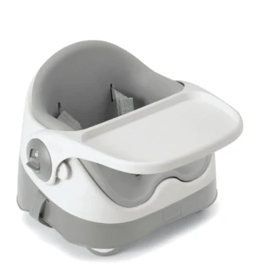 Image of Mamas &amp; Papas Baby Bud Booster Seat for Dining, Detachable Tray, Harness, Adjustable and Non Slip Feet, Pebble Grey