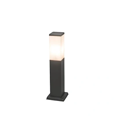Image of Qazqa Modern Outdoor Pole I Bollard Post 45cm Dark Grey IP44 Malios Garden Suitable for LED E27 1 Light Polyester