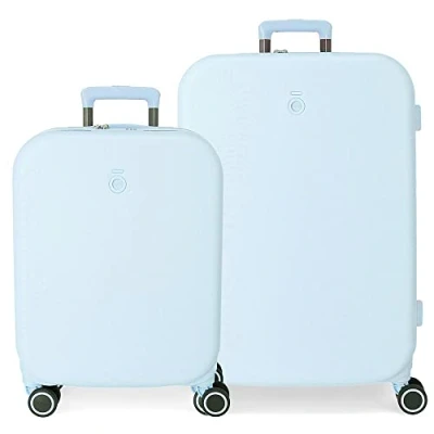 Image of Enso Annie Green Suitcase Set 55/70 cm Rigid ABS Integrated TSA Closure 116L 7.54 kg 4 Double Wheels Hand Luggage