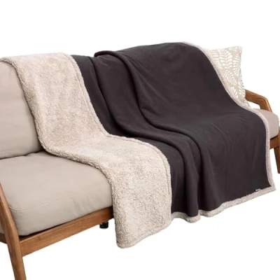 Image of Waterproof Dog Blanket, Pet Pee Proof Fleece Sherpa Throw Blanket for Sofa Couch Bed Protection, Washable Reversible Furniture Protector Cover 150 x 130 cm Brown/Tuape