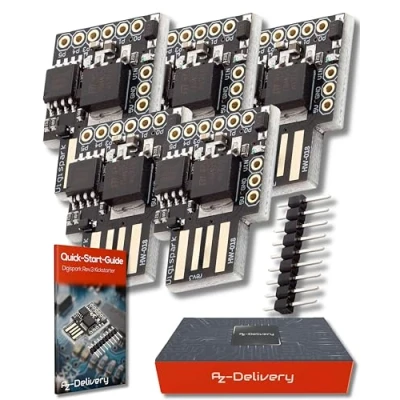 Image of AZDelivery Compatible With ATTiny85 Digispark I2C LED Rev.3 Kickstarter 5V IIC SPI USB Development Board 6 I/O Pins Arduino Including E Book! (Pack of 5)