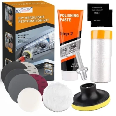 Image of Xtremeauto Headlight Restoration Kit Car Restorer Kit, Restore &amp; Repair Yellow Faded Headlights, Easy To Use With Drill Head, Rubbing Compound Coating