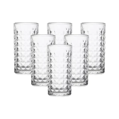 Image of simpa 6PC Quilted Diamond Pattern Highball Glasses 278ml