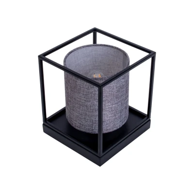 Image of Näve Beta table lamp, metal, grey fabric lampshade