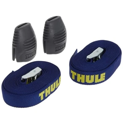 Image of Thule Load Straps Secure Steel cam Action Buckle with Protective Bumper Heavy Duty UV Resistant Nylon Webbing Sold in Pairs Kayak, Canoe, Surfboard tie Down