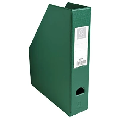 Image of Exacompta Ref 90153E PVC Magazine File Suitable for Storing A4 Documents,70mm Spine, Construction from 2mm Rigid PVC, Finger Hole &amp; Label on Spine Dark Green