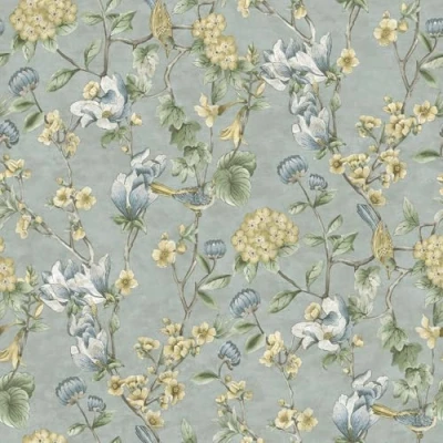 Image of Holden Decor Floral Bird Trail Blue Wallpaper 13602