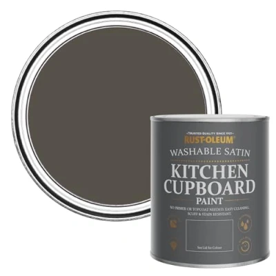Image of Rust Oleum Brown Scrubbable Kitchen Cupboard Paint in Satin Finish Fallow 750ml