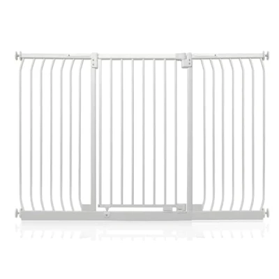 Image of Safetots Extra Tall Elite Safety Gate, 161cm 170cm, Matt White, 96.8cm in Height, Pressure Fit Stair Baby Gate for Doors Hallways and Spaces, Barrier, Easy Installation