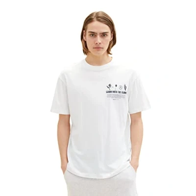 Image of TOM TAILOR Denim Men&#039;s 1036452 Photo Print T Shirt, 12906 Wool White, L