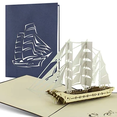 Image of B11 Sailing ship, Pop up card, Handmade, Laser cut, Greeting card