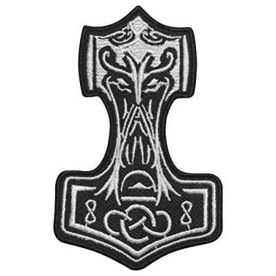 Image of Thor Hammer Super Hero Movie Iron On Patch Sew Embroidered Patch/Badge for Clothes Shirts Jeans etc