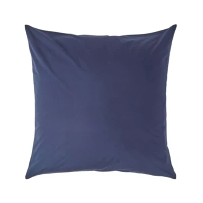 Image of HOMESCAPES Navy Blue Pure Egyptian Cotton Euro Size Pillowcase 40 x cm 200 TC 400 Thread Count Percale Equivalent Pillow Case with Zip