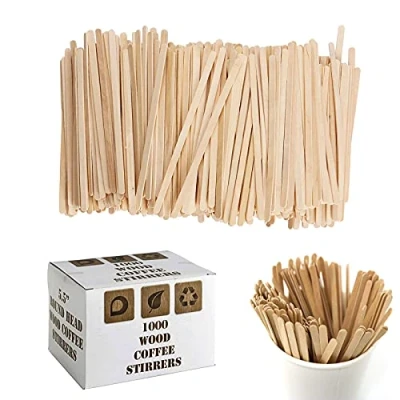 Image of 2000 Disposable Wooden Coffee Tea Stirrers Sticks 5.5 inches (140mm) Eco Friendly