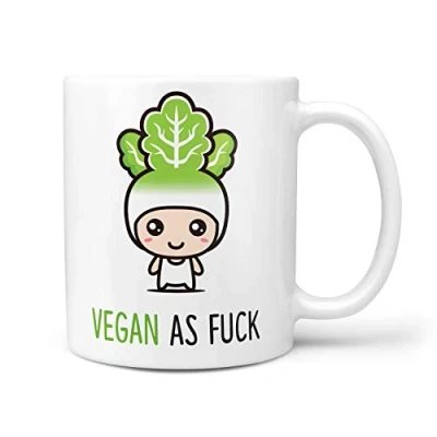 Image of TeHe Gifts Vegan As F*ck Mug Funny Gift for Friend Birthday Christmas Secret Santa Novelty 10oz Ceramic