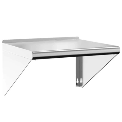 Image of vidaXL Wall Shelf Floating Storage Silver Stainless Steel 50x45x31 cm Mounted 50kg Capacity Home/Restaurant/Kitchen Use