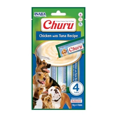 Image of Churu Sticks by INABA Dog Treat Chicken &amp; Tuna Flavour (4 x 14g) / Soft Creamy Treat, Delicious Healthy Snack, Food Topper, Pill Assist, Training Natural, Grain Free