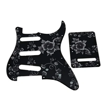 Image of KAISH 11 Hole 3D Printed Strat Style SSS Plastic Pickguard ST Back Plate Tremolo Trem Cover for USA/Mexico Stratocaster/Strat Flower Pattern