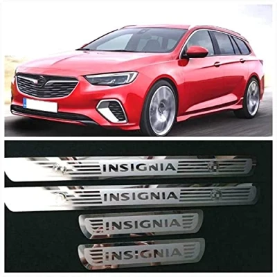 Image of 4pcs Car Outer Door Sill Protector Kick Plates for Vauxhall Opel Insignia 2013 2014 2015 2016 2017 2018 2019 2020 2021,Stainless Steel Welcome Pedal Non Slip Scuff Guard Threshold Cover