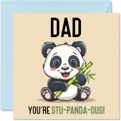 Image of Birthday Cards for Dad Stu Panda ous Funny Happy Card from Son Daughter, Father’s Day Father, 145mm x Joke Greeting Men Him
