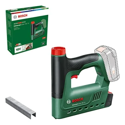Image of Bosch Home and Garden Cordless Stapler/Staple Gun UniversalTacker 18V 14 (Stapling in Soft Hard Wood; for Staples Nails; Bottom Fire; 18 Volt System; 1000 Fine Wire Staples; Without Battery)