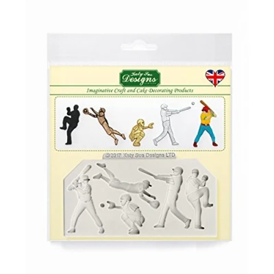 Image of Baseball Silhouettes Silicone Mould for Cake Decorating, Crafts, Cupcakes, Sugarcraft, Cookies, Candies, Cards and Clay, Food Safe Approved, Made in The UK