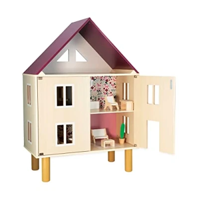 Image of Janod Twist Wooden Dollhouse 11 Wood Accessories Doll Furniture Magnetic Doors FSC Toy 3 Years +, J06617