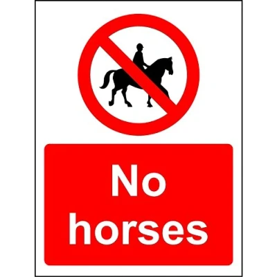 Image of Prohibition signs No horses safety sign 3mm Aluminium 300mm x 200mm